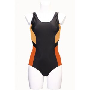Lykke R Badedrakt korte ben U Rygg Sort Orange